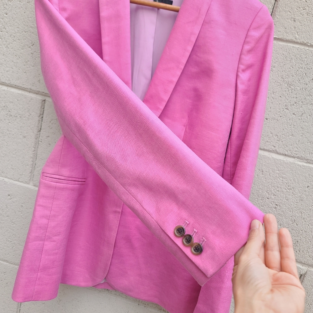 J. Crew | Parke Blazer in Stretch Linen in Pink Size 6 - Picture 6 of 15